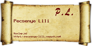 Pecsenye Lili névjegykártya
